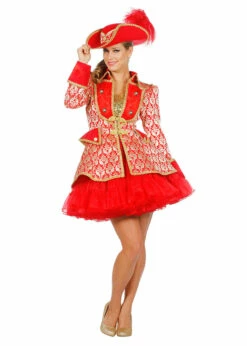 Dames Jas Jaquard Rood Met Goud | Feestkleding Breda