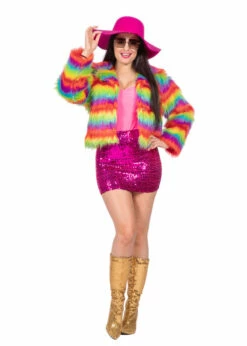 Luxe Jasje Bont Kort Regenboog