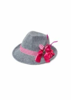Tiroler Hoedje Grijs/roze | Feestkleding Breda